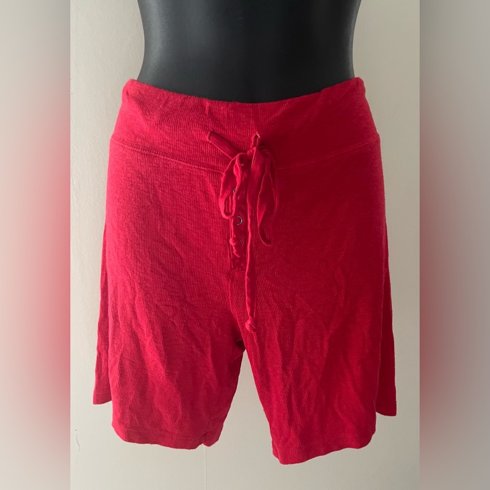 Aerie Red Ribbed Pj Shorts Size Medium